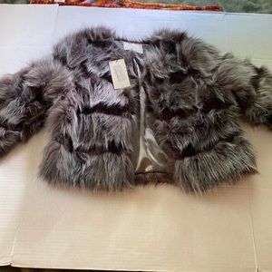 Short Panelled Fur Coat - Vera & Lucy - Silver Gray